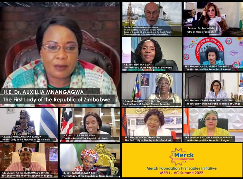 H.E. Dr. Mrs. AUXILLIA MNANGAGWA, The First Lady of Republic of Zimbabwe during 4th edition of Merck Foundation First Ladies Initiative- MFFLI -  Summit 2022